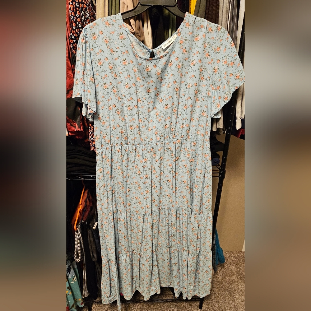 NWOT Floral Blue Maxi Dress